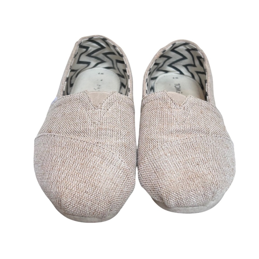Toms Womens Alpargata Slip On Shoes Beige Burlap Canvas Flats Size 7 10018279